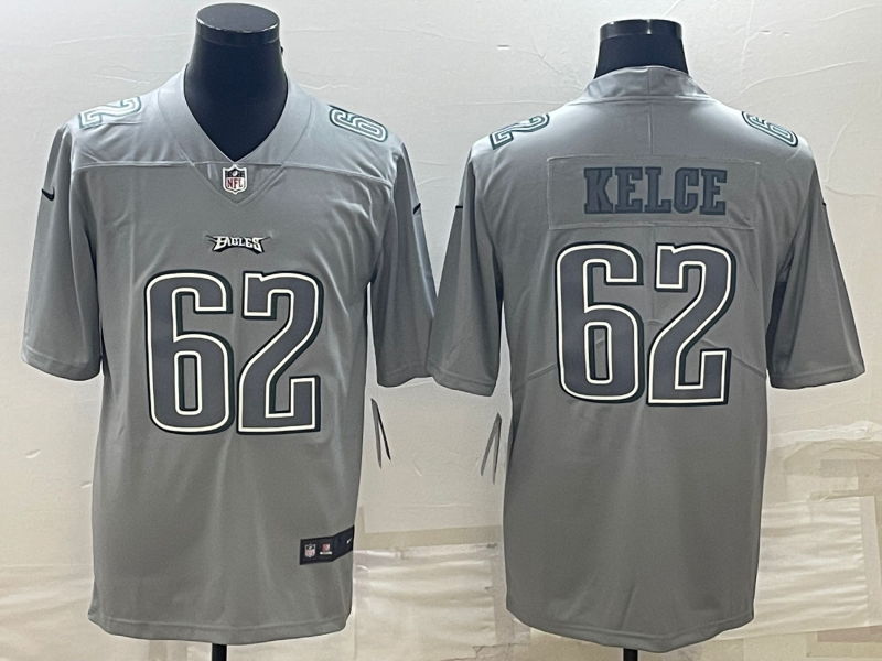Men's Philadelphia Eagles #62 Jason Kelce Gray Atmosphere Fashion Stitched Jersey Men's Philadelphia Eagles #62 Jason Kelce Gray Atmosphere Fashion Stitched Jersey